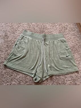 Nike Women’s Olive Green Waistband Shorts with Drawstring